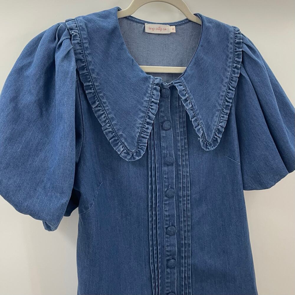 Ivy City Co Andrea Blouse Top Blue Denim S - Picture 4 of 8